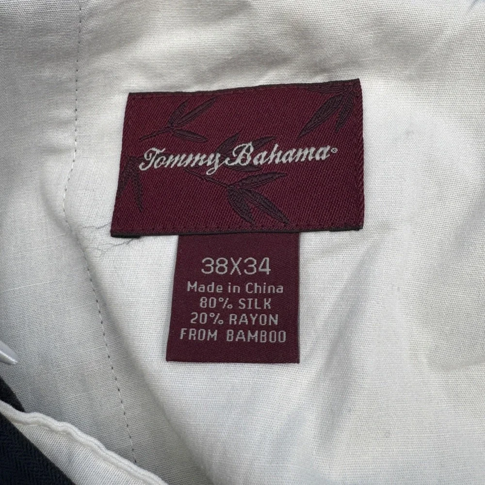Tommy Bahama Mens 38x34 Silk Bamboo Pleated Dress Pants Charcoal Gray Trousers